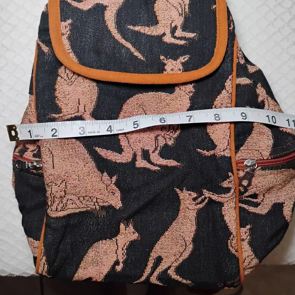 100% Cotton Kangaroo Prints Backpack Purse